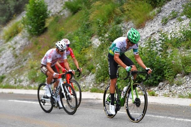 Nans Peters of France and AG2R Citröen Team & Carmelo Urbano Fontiveros of Spain and Team Caja Rural-Seguros RGA in the Breakaway during the 33rd...