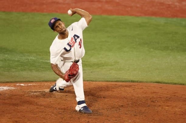 Anthony Gose of Team United States pitches in the seventh inning during the baseball opening round Group B game between Team South Korea and Team...