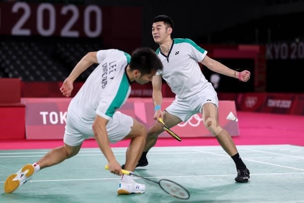Lee Yang and Wang Chi-Lin of Team Chinese Taipei compete against Li Jun Hui and Liu Yu Chen of Team China during the Men’s Doubles Gold Medal match...