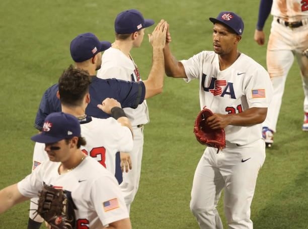 Anthony Gose of Team United States celebrates during the baseball opening round Group B game between Team South Korea and Team United States on day...