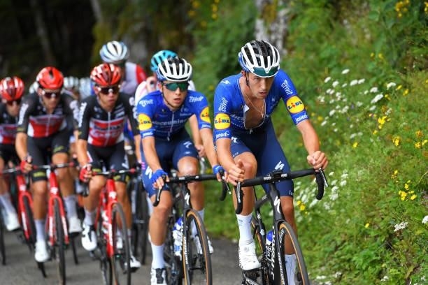 Jannik Steimle of Germany and Team Deceuninck - Quick-Step leads The Peloton during the 33rd Tour de l'Ain 2021, Stage 3 a 125km stage from Izernore...