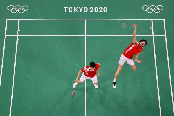 Li Jun Hui and Liu Yu Chen of Team China compete against Lee Yang and Wang Chi-Lin of Team Chinese Taipei during the Men’s Doubles Gold Medal match...