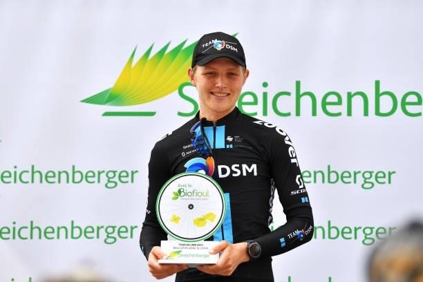 Michael Storer of Australia and Team Team DSM ccelebrates at podium as stage winner during the 33rd Tour de l'Ain 2021, Stage 3 a 125km stage from...