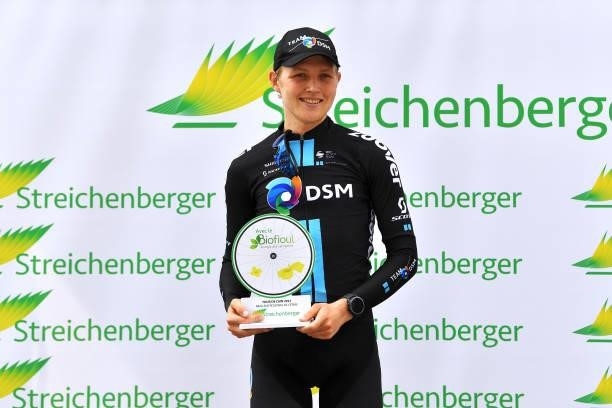 Michael Storer of Australia and Team Team DSM ccelebrates at podium as stage winner during the 33rd Tour de l'Ain 2021, Stage 3 a 125km stage from...
