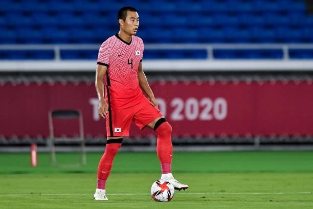 Ji-soo Park of South Korea during the Men's Football Tournament Quarter Final match between South Korea and Mexico on day 8 of the Tokyo 2020 Olympic...