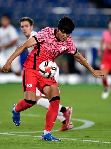 Young-woo Seol of South Korea during the Men's Football Tournament Quarter Final match between South Korea and Mexico on day 8 of the Tokyo 2020...
