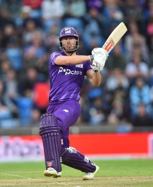 Chris Lynn of Northern Superchargs bats during The Hundred match between Northern Superchargers Men and Oval Invincibles Men at Emerald Headingley...