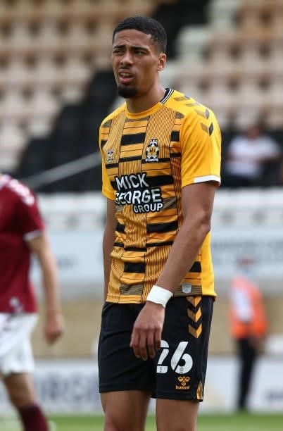 Harvey Knibbs of Cambridge United in action during the Pre Season Friendly match between Cambridge United and Northampton Town at Abbey Stadium on...