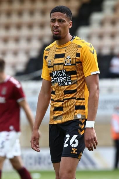 Harvey Knibbs of Cambridge United in action during the Pre Season Friendly match between Cambridge United and Northampton Town at Abbey Stadium on...