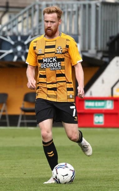 James Brophy of Cambridge United in action during the Pre Season Friendly match between Cambridge United and Northampton Town at Abbey Stadium on...