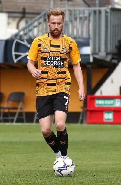 James Brophy of Cambridge United in action during the Pre Season Friendly match between Cambridge United and Northampton Town at Abbey Stadium on...