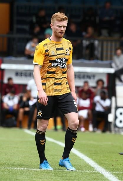 Liam O'Neil of Cambridge United in action during the Pre Season Friendly match between Cambridge United and Northampton Town at Abbey Stadium on July...