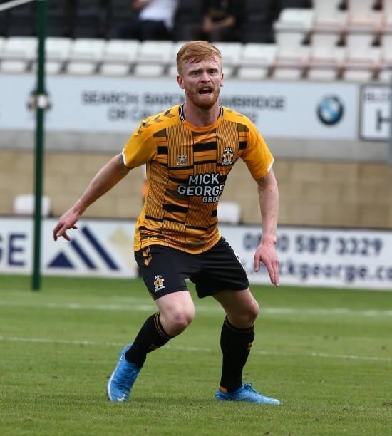 Liam O'Neil of Cambridge United in action during the Pre Season Friendly match between Cambridge United and Northampton Town at Abbey Stadium on July...