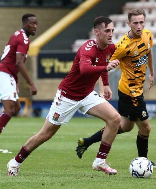 Dylan Connolly of Northampton Town in action during the Pre Season Friendly match between Cambridge United and Northampton Town at Abbey Stadium on...