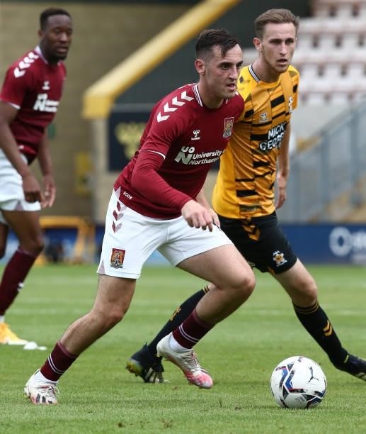 Dylan Connolly of Northampton Town in action during the Pre Season Friendly match between Cambridge United and Northampton Town at Abbey Stadium on...