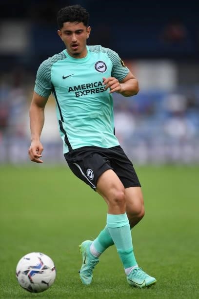 Steven Alzate of Brighton and Hove Albion runs with the ball during the Pre-Season Friendly match between Luton Town and Brighton & Hove Albion at...
