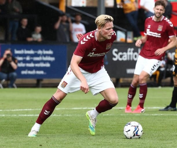 Fraser Horsfall of Northampton Town in action during the Pre Season Friendly match between Cambridge United and Northampton Town at Abbey Stadium on...