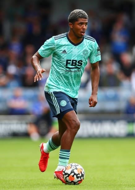 Wesley Fofana of Leicester City runs with the ball during the Pre-Season Friendly match between Queens Park Rangers and Leicester City at The Kiyan...