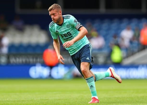 Jamie Vardy of Leicester City runs without the ball during the Pre-Season Friendly match between Queens Park Rangers and Leicester City at The Kiyan...