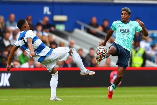 Chris Willock of Queens Park Rangers battles for possession with Wesley Fofana of Leicester City during the Pre-Season Friendly match between Queens...