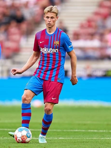 Frenkie De Jong of FC Barcelona with the ball during a pre-season friendly match between VfB Stuttgart and FC Barcelona at Mercedes-Benz Arena on...