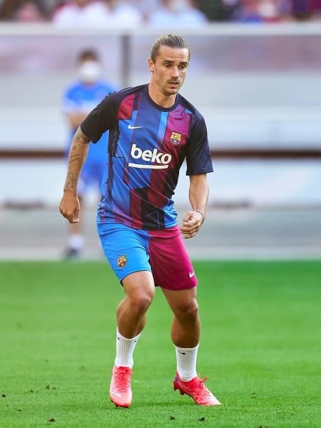 Antoine Griezmann of FC Barcelona in action during the prematch warm up prior to a pre-season friendly match between VfB Stuttgart and FC Barcelona...