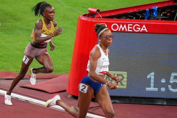 Winnie Nayando of Uganda competing on Women's 800m Semi Final during the Tokyo 2020 Olympic Games at the Olympic Stadium on July 31, 2021 in Tokyo,...
