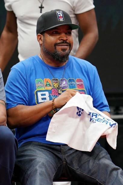 Ice Cube looks on during BIG3 - Week Four at the American Airlines Center on July 31, 2021 in Dallas, Texas.