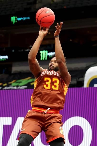 Alonzo Gee of the Bivouac attempts a shot during the game against the 3 Headed Monsters during BIG3 - Week Four at the American Airlines Center on...