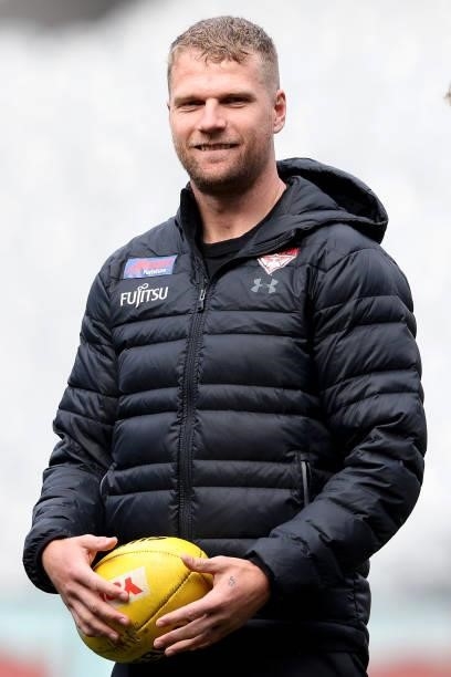 Jake Stringer of the Bombers is seen warming up during the round 20 AFL match between Essendon Bombers and Sydney Swans at Melbourne Cricket Ground...