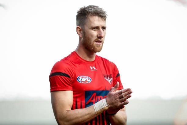 Dyson Heppell of the Bombers warms up before during the round 20 AFL match between Essendon Bombers and Sydney Swans at Melbourne Cricket Ground on...