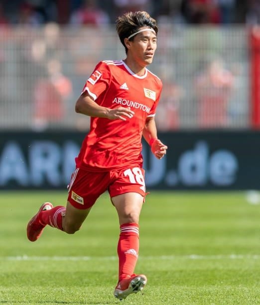 Keita Endo of 1.FC Union Berlin in action during the pre-season friendly match between 1. FC Union Berlin and Athletic Bilbao at Stadion An der Alten...