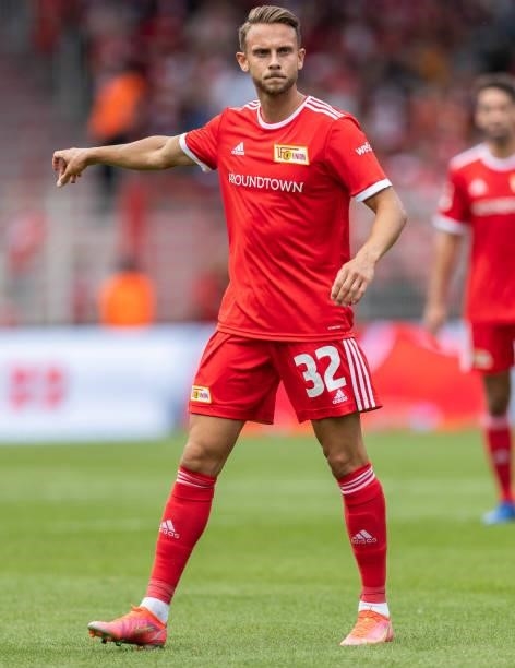 Marcus Ingvartsen of 1.FC Union Berlin gestures during the pre-season friendly match between 1. FC Union Berlin and Athletic Bilbao at Stadion An der...