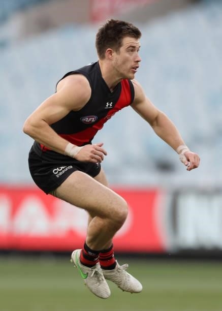 Zach Merrett of the Bombers in action during the round 20 AFL match between Essendon Bombers and Sydney Swans at Melbourne Cricket Ground on August...