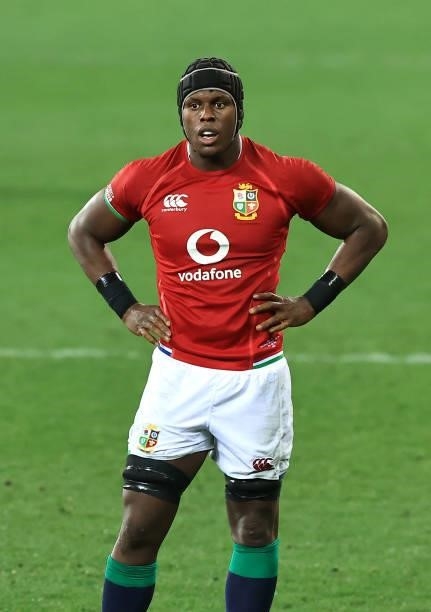 Maro Itoje of the Lions looduring the 2nd test match between South Africa Springboks and the British & Irish Lions at Cape Town Stadium on July 31,...