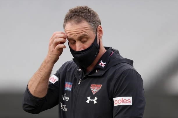Essendon Coach Ben Rutten looks on during the round 20 AFL match between Essendon Bombers and Sydney Swans at Melbourne Cricket Ground on August 01,...