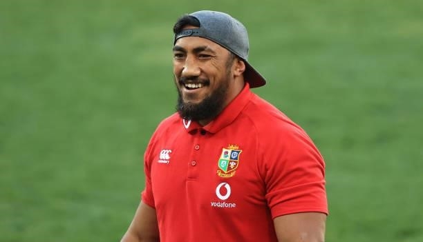 Bundee Aki of the Lions looks on in the warm up during the 2nd test match between South Africa Springboks and the British & Irish Lions at Cape Town...