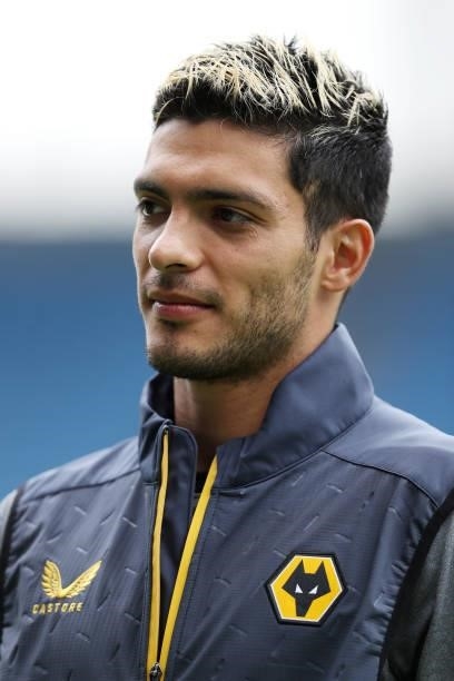 Raul Jimenez of Wolverhampton Wanderers looks on as he inspects the pitch prior to the Pre-Season friendly match between Coventry City and...