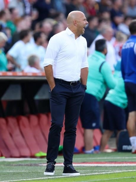 Headcoach Arne Slot of Feyenoord during the UEFA Europa Conference League second Qualifying Round: Second Leg match between Feyenoord and FC Drita at...