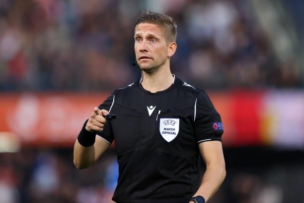 Referee Espen Eskas during the UEFA Europa Conference League second Qualifying Round: Second Leg match between Feyenoord and FC Drita at de Kuip on...