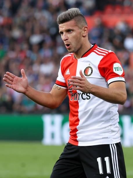 Bryan Linssen of Feyenoord during the UEFA Europa Conference League second Qualifying Round: Second Leg match between Feyenoord and FC Drita at de...