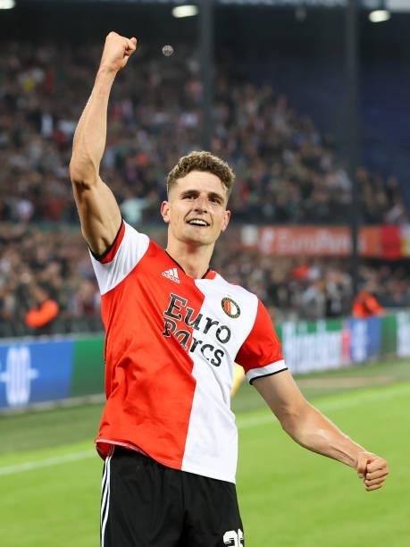 Guus Til of Feyenoord celebrate third goal for Feyenoord this evening during the UEFA Europa Conference League second Qualifying Round: Second Leg...