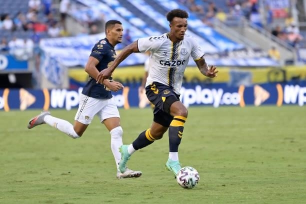 Jean-Philippe Gbamin of Everton during the Everton FC v UNAM Pumas pre-season friendly match on July 28, 2021 in Orlando, Florida, United States.