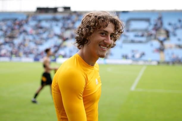 Fabio Silva of Wolverhampton Wanderers celebrates their side's victory after the Pre-Season friendly match between Coventry City and Wolverhampton...