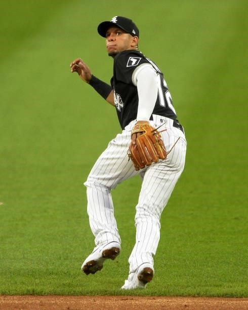 Cesar Hernandez of the Chicago White Sox fields against the Cleveland Indians on July 30, 2021 at Guaranteed Rate Field in Chicago, Illinois.
