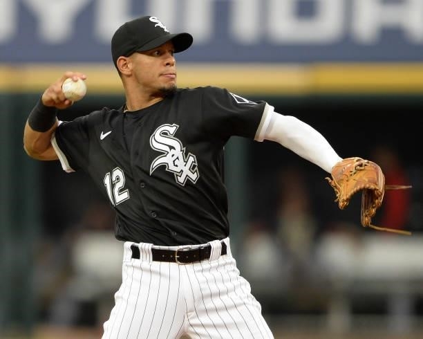 Cesar Hernandez of the Chicago White Sox fields against the Cleveland Indians on July 30, 2021 at Guaranteed Rate Field in Chicago, Illinois.