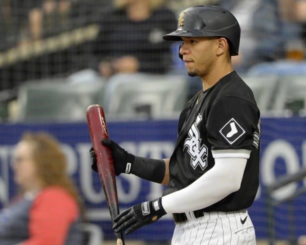 Cesar Hernandez of the Chicago White Sox looks on against the Cleveland Indians on July 30, 2021 at Guaranteed Rate Field in Chicago, Illinois.