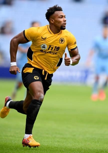 Adama Traore of Wolverhampton in action during the Coventry City v Wolverhampton Wanderers pre-season friendly at Coventry Building Society Arena on...