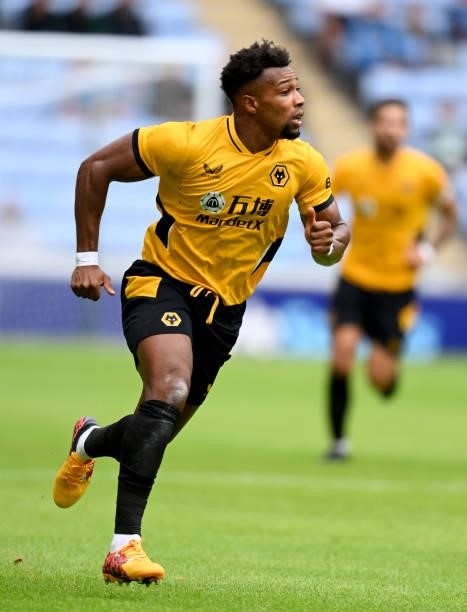 Adama Traore of Wolverhampton in action during the Coventry City v Wolverhampton Wanderers pre-season friendly at Coventry Building Society Arena on...