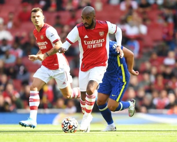 Alex Lacazette of Arsenal during the pre season friendly between Arsenal and Chelsea at Emirates Stadium on August 01, 2021 in London, England.
